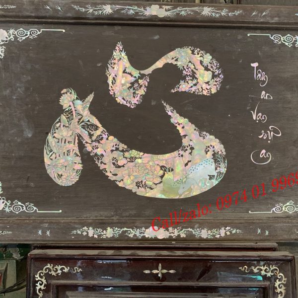 Chữ tâm khảm ốc gỗ gụ mộc đẹp