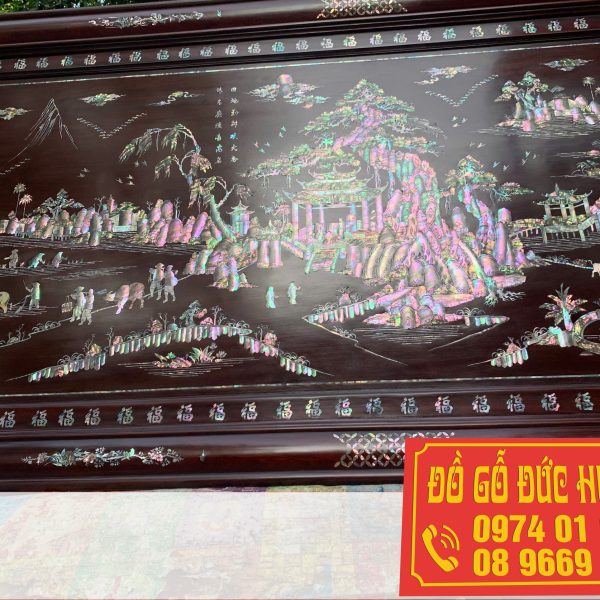 Tranh đồng quê khảm ốc đỏ, vàng chanh