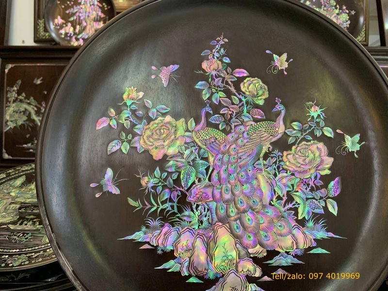 Tranh đĩa khảm ốc phu thê viên mãn