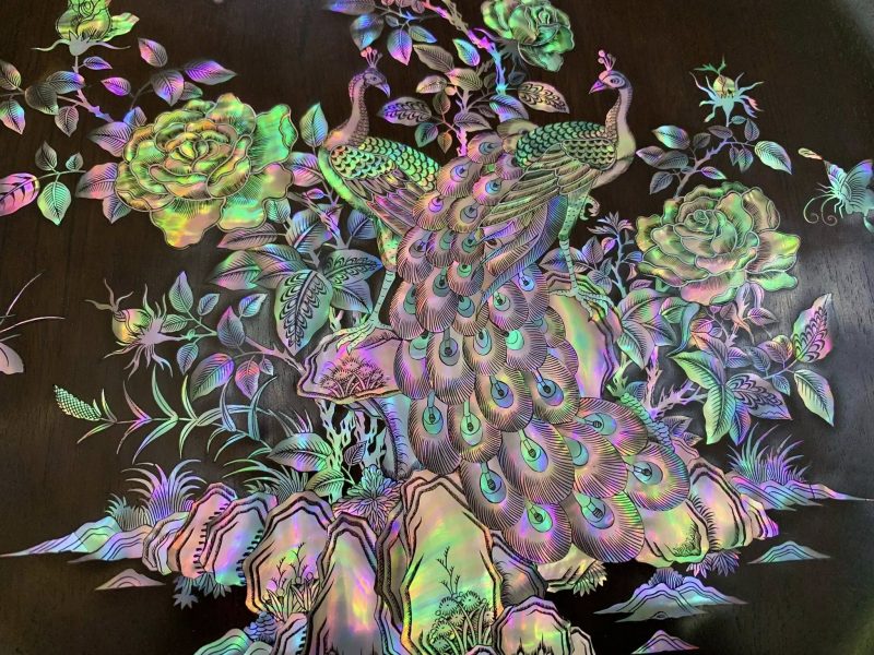 Tranh đĩa khảm ốc phu thê viên mãn