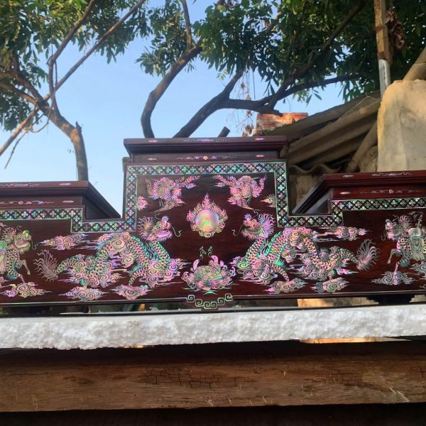 Tranh tam sơn khảm ốc rồng phượng hàng cao cấp